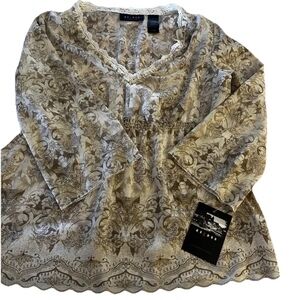 Axcess  VTG Brown And Cream Seasonal Fall Colors Elastics Ribbing Liz Claiborne